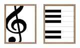 Monem Art 2-Piece Vintage Music Poster - Retro Piano Print - Musical Note Art - Chic Gift for Men, Women, Musician - Great Wall Decor for Living Room, Music Room, Bedroom, 11x14 Beige Framed -  Monem Art Studio