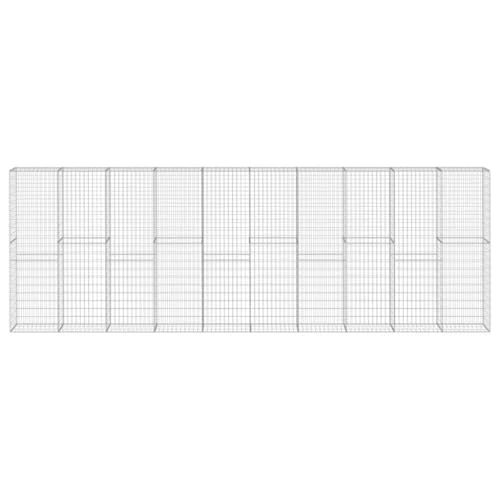 vidaXL Muro de Gaviones con Cubiertas Acero Galvanizado Terraza Exterior Jardín Terraza Cubierta Cercados Piedras Leña Almacenamiento 600x30x200 cm