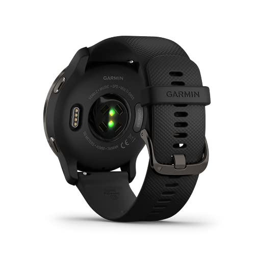 Garmin Venu 2 - Montre connectée GPS multisports avec écran AMOLED, autonomie longue durée (11 jours) – Gray avec bracelet noir - Boîtier 45 mm