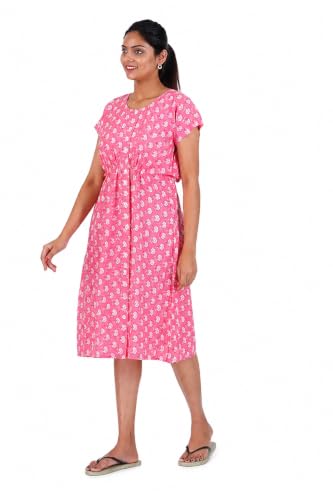 Image of MENMAII Women's [L-4XL] Full Open /Front Buttoned [a Kind of Adaptive Clothing] Multipurpose Nighty for Maternity /Pregnancy /Elderly /Patient /Feeding /Hospital Purpose Nighty