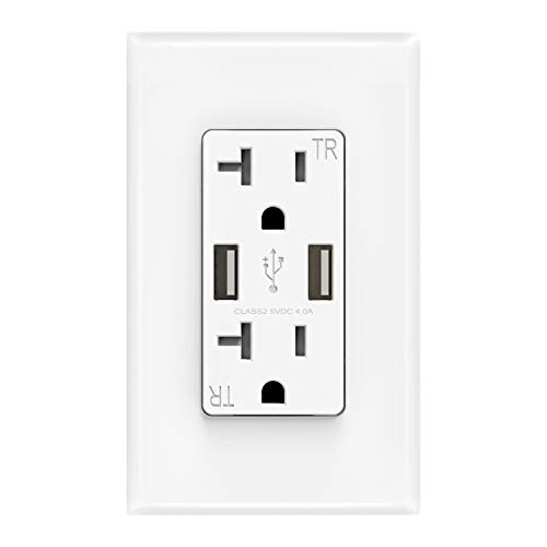 ELEGRP USB Charger Wall Outlet, Dual High Speed 4.0 Amp USB Ports
