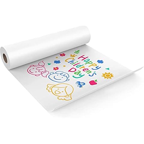 KAVAVO White Paper Roll, 44CM X 10M, White Craft Paper Roll, Ideal for Easel Paper, Bulletin Board Paper, Wall Art, Gift Wrap (Paper-1 Pcs) Cover