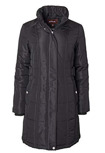 Women's Long Down Alternative Puffer Coat Detachable Plush Lined Fur Trim Hood - Black (2X)4