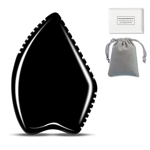 Gua Sha Facial Tool: Black Jade Stone Face Gua-Sha Tools, Natural...