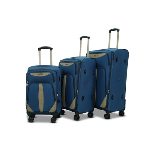 Image of AMERICAN TRAVELLER TourisForever Trolley Bag Set-3 | 360 Lego Wheel | Cabin Medium Large, Expandable Travel Suitcase, Heavy-Duty Nylon, 3 Digit Number Lock, 360 Lego Wheels, Durable Handle