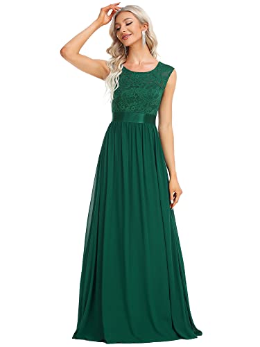 Ever-Pretty Women's A-Line Long Lace Applique Formal Dresses Bridesmaid Dresses For Wedding Green Us6 #TOP3