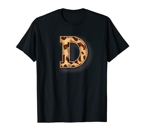 Cute Letter D Initial Name Leopard Cheetah Animal Print Maglietta