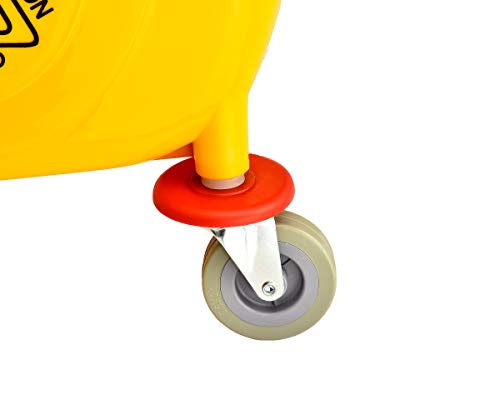 Alpine Industries Mop Bucket & Side Wringer Combo - Heavy Duty & Commercial Janitorial Cart w/Spring Wringer on Wheels for Home & Industrial Cleaning - Commercial Mop Bucket for Business, Yellow - Thumbnail 3
