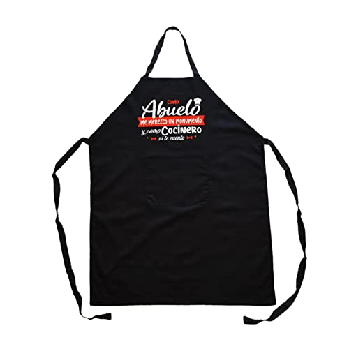 HOGARMISORPRESA Delantal como Abuelo me merezco un Monumento y como Cocinero ni te Cuento (NEGRO) Cover