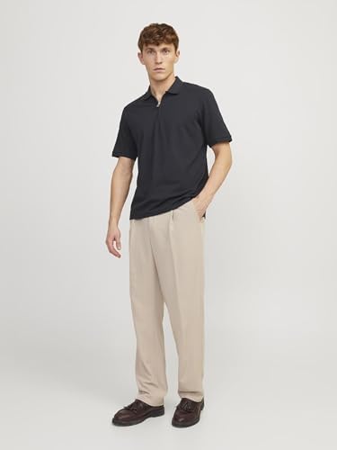 JACK & JONES Erkek JJEMAC ZIP SS POLO SN Tişört, Dark Navy, S - Görsel 4