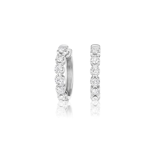Lab Grown Diamond Huggie Hoop Earrings for Women I 10k White Gold Earrings for Her I IGI Certified 1/3 to 1/2 Carat Diamonds (I-J, SI1-SI2, cttw) Hinged Hoops4