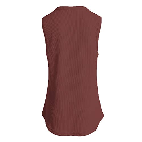 Famulily Women's Flowy Waffle Knit Tank Tops Loose Button Up V Neck Henley Shirts3