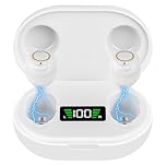 Aolso Mini Digital Sound Aid Voice Enhancer, Rechargeable Sound Headphones for Seniors, Noise Cancelling, Digital in-Ear Audio Headphones Device with Charging Case-White