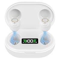 Aolso Hörgeräuschverstärker, Wiederaufladbares Gerät zur Geräuschunterdrückung, Aufbewahrungsbox, USB Ladestation, Lautstärkestufen, ergonomische Passform Kopfhörer Kabellos(Paar, Weiß)