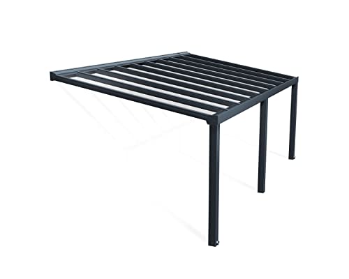 Canopia by Palram Terrassenüberdachung Alu Stockholm 3.4X6.6 Polycarbonat Hohlkammerplatten Pergola 660 x 341 cm Grau zur Überdachung ihrer Terrasse