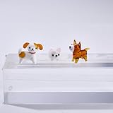 BEAMARKER 3 Stück 3 Stile Mundgeblasene Hundefiguren Aus Glas Winzige Tiere Welpen Glasstatue...