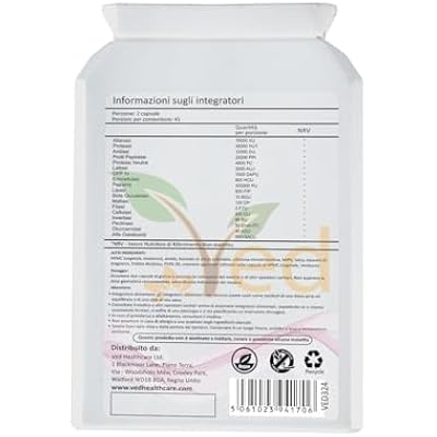 Ved Digestive Enzymes, Comprehensive Food Intolerance Complex, Targets Multiple Intolerances Including Gluten, Lactose & Casein, 90 Vegan Capsules(45 Days Supply)