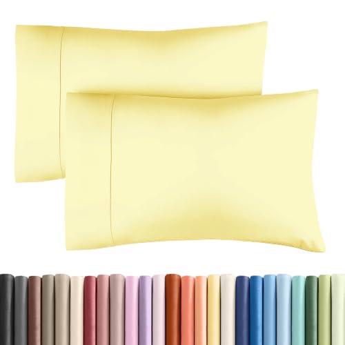 King Pillow Cases - 2 Pack Soft Pillowcase Covers - 20" x 40" (Yellow)