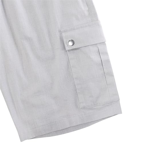 Shorts casual de algodón y lino para hombre miniatura 7