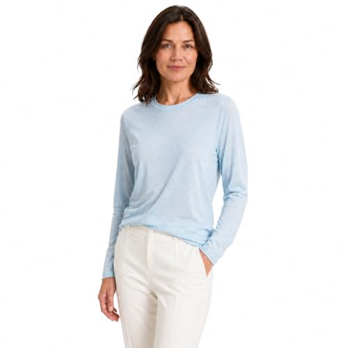 OUTaku Quick-Dry Merino Wool Shirt for Women, 80/20 Merino Nylon Long Sleeve Base Layer for Hiking Travel Sky Blue