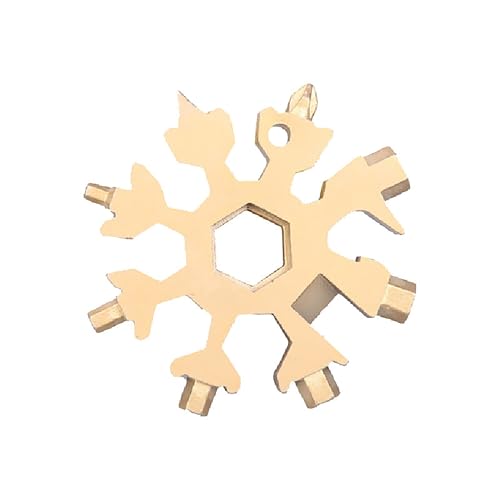 18-in-1 Snowflake Multi Tool, Stainless Steel Pocket Tool with Bottle Opener, Flat & Phillips Screwdriver, Hex Wrench, Gift for Men (Gold)