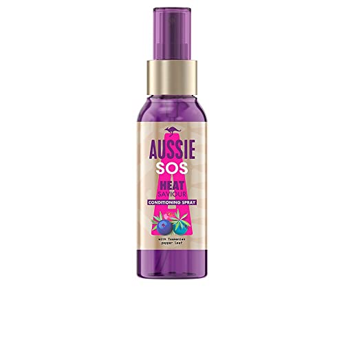 Aussie Spray Para El Cuidado Del Cabello Sos Instant Heat Saviour, Blanco, Aloe, 100 Mililitro