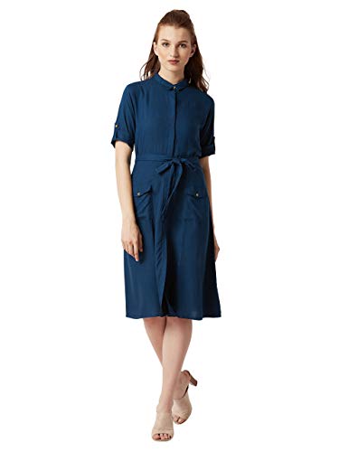 Image of Miss Chase Women's Olive Green Midi Shirt Dress