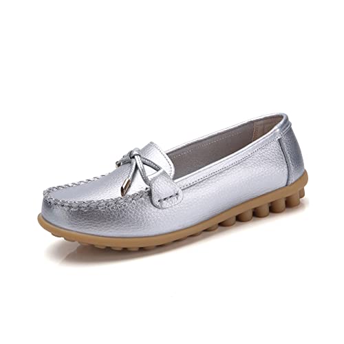 Image of Momuk Women's Penny Loafers Leather Driving Moccasins Slip On Boat Shoes Fashion Comfort Flats