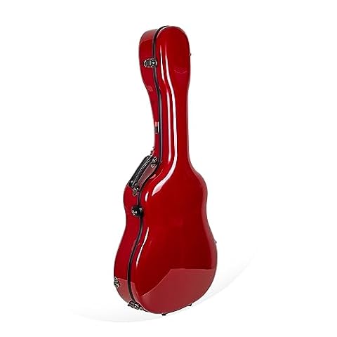 Crossrock Walizka na gitarę akustyczną Dreadnought z włókna szklanego pasuje do Gibson J45, autora piosenek, Southernjumbo, Dove i Hummingbird – czerwona