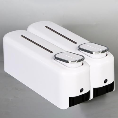 Honseadek Seifenspender zur Wandmontage, 700 ml, Doppelkammer mit 350 ml pro Fach, auslaufsicher für Duschgel und Shampoo, sichere Schlüsselverriegelung für Bad, Weiß