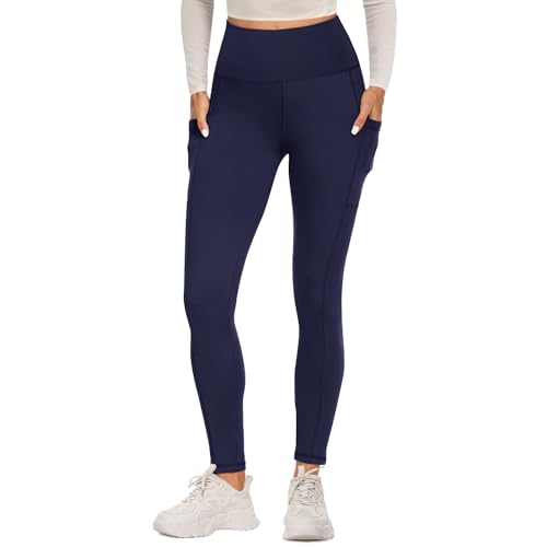 FOTOCITI Sport Leggings Damen mit Tasche High Waist Sportleggins Lang Blickdicht Sporthose Push Up Yogahose Bauchweg Laufhose Fitnesshose Hose(Navy, S-M)