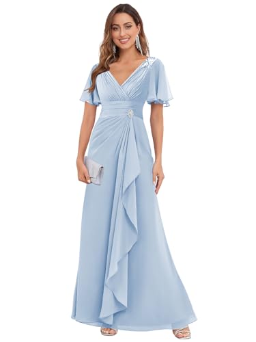 Long Chiffon Mother of The Bride Dresses for Women Lace Formal Evening Dress4