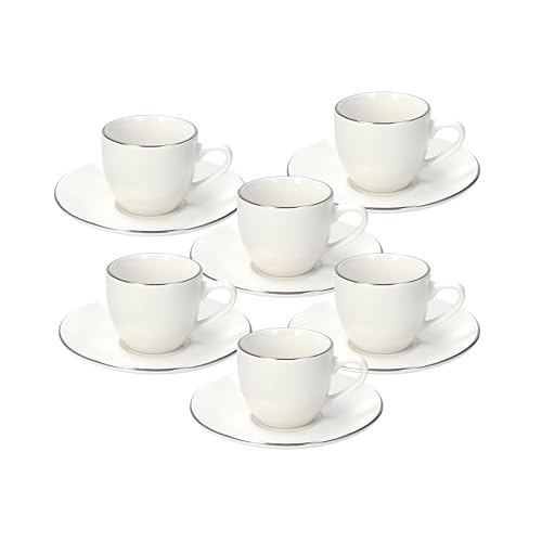 Tognana Juego de 6 tazas de café con platillo, porcelana, color blanco