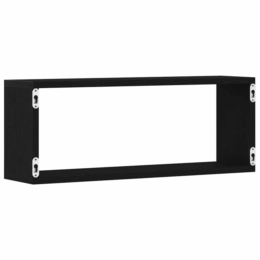 Wandregal Set 2er Schwarz Eiche 60x15x23 cm Modernes Bücherregal aus Engineered Holz Platzsparendes Design für Wohnzimmer Schlafzimmer und Büro