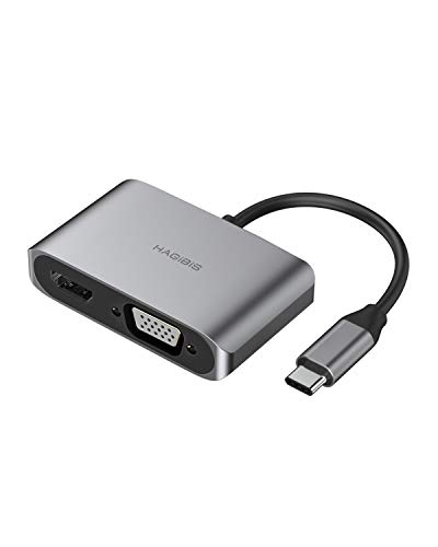 USB C to HDMI VGA Adapter, Hagibis Type C to VGA 4K HDMI Converter (Thunderbolt 3 Compatible) for MacBook Pro, iPad Pro, Chromebook Pixel, Galaxy S8/9/10 Plus (with USB and PD Charging Port)
