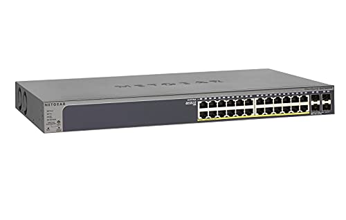 Netgear GS728TPP-100EUS Switch Ethernet Gigabit 24 Porte PoE+ e 4 slot per moduli Gigabit, Smart Managed Pro, Versione Rack in metallo