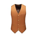 Kiioouu Gilet de costume décontracté pour homme - Couleur unie, caramel, XL