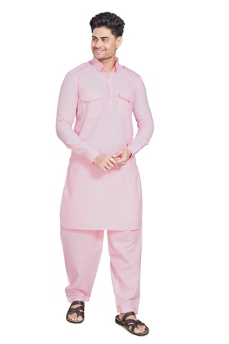 Image of DIVISIVE Men's Cotton Blend Pathani Kurta Pyjama Set