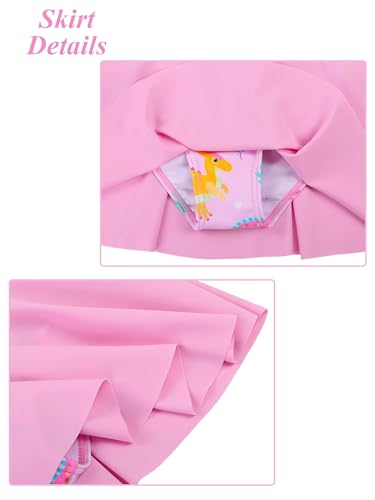 Image of BAOHULU Girls Two Piece Swimsuits Rash Guard Ruffle Bikini Skirt Short Sleeves Beach Dress Swimwear UPF 50+ 3-12Y