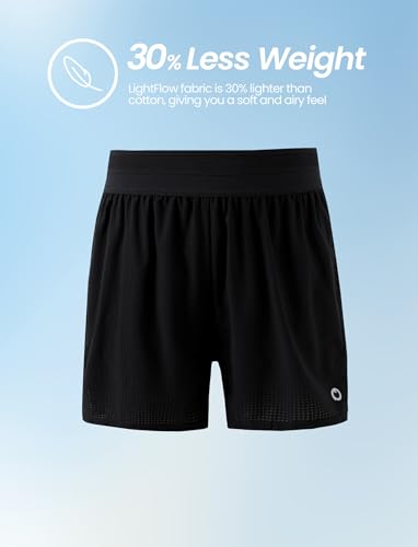 PATPAT Boys 2-in-1 Shorts, Ultra-Light Quick-Dry Mid-Thigh Athletic Shorts with Mesh Liner for Kids Running Soccer Training3