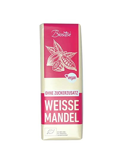 Biosüße Schokolade ohne Zuckerzusatz -VEGAN- gesüßt mit Erythrit statt Zucker (50 g) (Weiße Mandel (1x 50g)) Cover