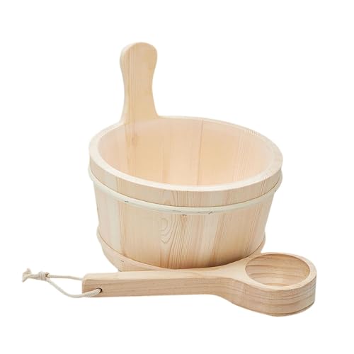 Baoblaze Sauna Wooden Bucket with Ladle Water Bucket Sauna Accessories with Handle for Bathroom