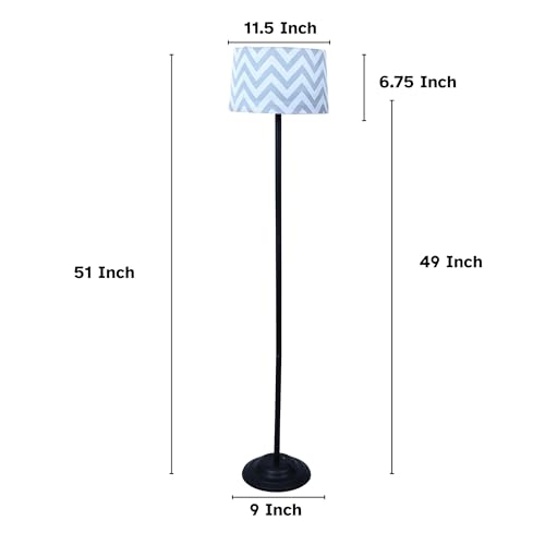 Image of tu casa Black Metal-Iron Base Foldable Floor Lamps with Maze Print & Satin Shade for Bedroom, Living Room, Lounge, Office Area, Gifting Without Bulb for Home Decoration (Height - 53 inch)