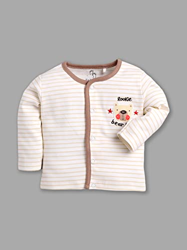 Image of Baby GO Baby Boys & Baby Girls 100% Cotton Full Sleeve Front Open T-Shirt Pack of 3 | Soft Breathable Infant Clothing with Snap Buttons | Printed Newborn Baby Wear Daily Use