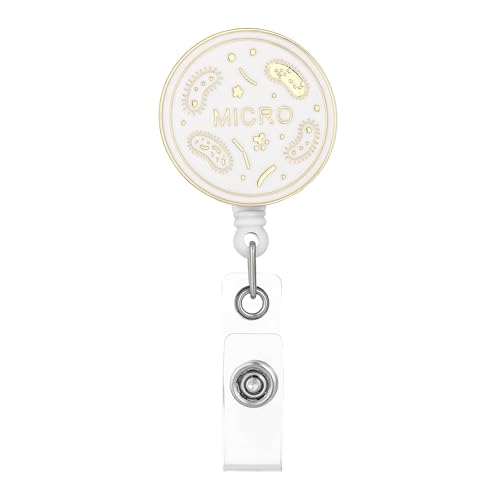 MEDFOLY Lab Microbiology Badge Reel Retractable Biology Petri Dish ID Badge Holder Clip for Laboratory Worker Scientist Doctor Nurse