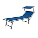 L-Mediterraneo Lettino Mare Stabilimento Pieghevole Professionale in Alluminio, con Tetto Parasole e Rivestimento in Textilene, Spiaggia, Piscina e Giardino (Telaio Alluminio Textilene Blu)