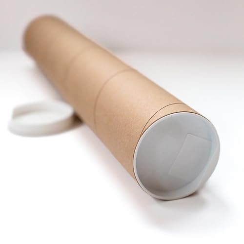 Packhorse Supply 2-pack Kraft Mailing Tubes with Caps | 3-inch x 18-inch Usable (19" total length) | Heavy-Duty Cardboard Poster Tubes for Shipping and Storage of Documents and Art