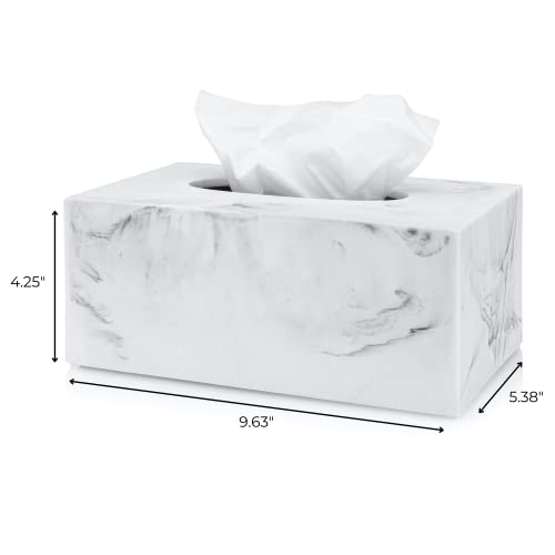 Essentra Home Rectangular Tissue Box Cover, White Marble Heavy Facial Tissue Holder – Blanc Collection by Essentra Home - Used condition - Image 5