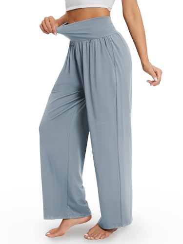 Image of Gracyoga Wide Leg Yoga Pants for Women Casual Loose Cozy Sweatpants High Waisted Lounge Pajama Flowy Pants With Pockets