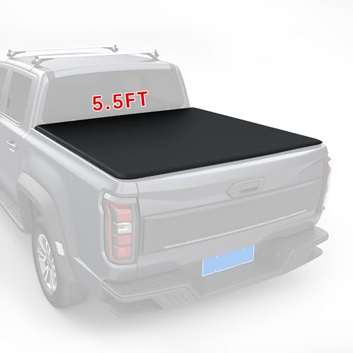 Soft Roll Up Tonneau Cover Truck Bed Cover Compatible with 2004-2014 Ford F-150 F150 5.5 FT Bed Cover, Also fits for 2006-2014 Lincoln Mark LT 5.5 FT tonneau Cover, PVC Top Alloy Steel Structure